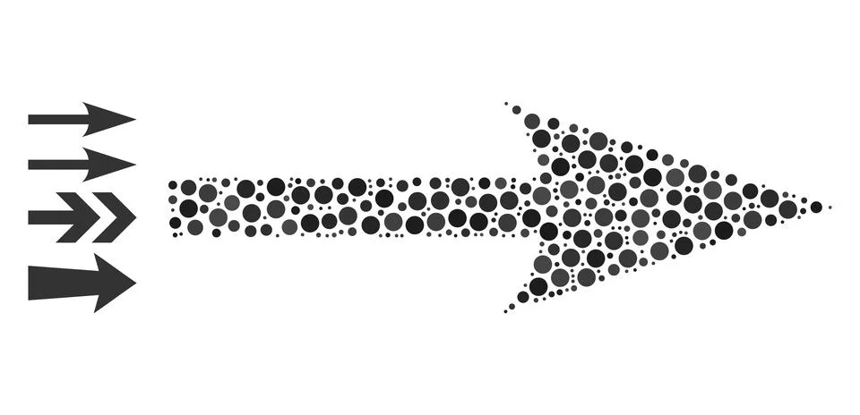 Dotted Sharp Arrow Right Mosaic of Round Dots with Other Icons イラスト素材