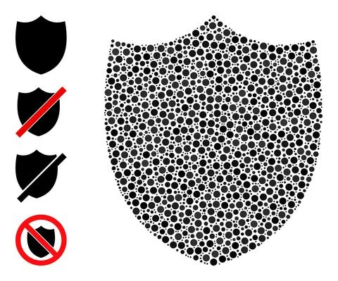 Dotted Shield Mosaic of Round Dots with Similar Icons 库存插图