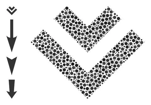 Dotted Shift Down Collage of Round Dots with Similar Icons Illustrazione stock