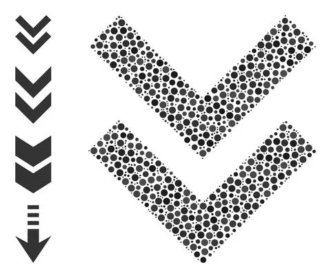 Dotted Shift Down Collage of Rounded Dots and Similar Icons Stock Illustration