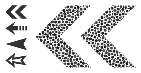 Dotted Shift Left Collage of Circles with Similar Icons Illustrazione stock