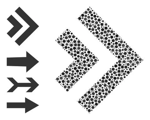Dotted Shift Right Collage of Circles with Similar Icons Illustrazione stock