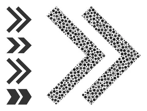 Dotted Shift Right Collage of Rounded Dots with Similar Icons Illustrazione stock