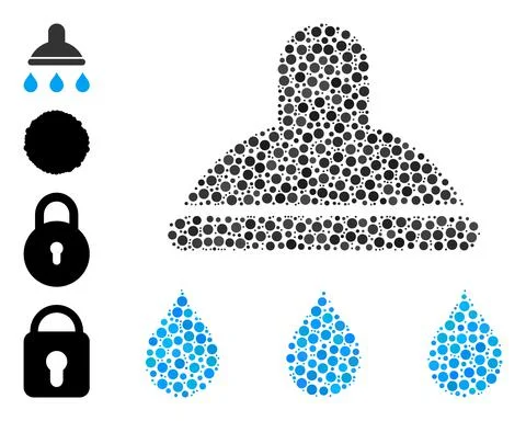Dotted Shower Collage of Round Dots with Similar Icons 스톡 일러스트