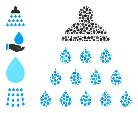 Dotted Shower Collage of Round Dots with Similar Icons 스톡 일러스트