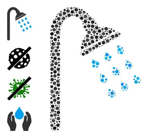 Dotted Shower Collage of Round Dots and Similar Icons Stock Illustration