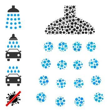 Dotted Shower Collage of Round Dots and Similar Icons 스톡 일러스트
