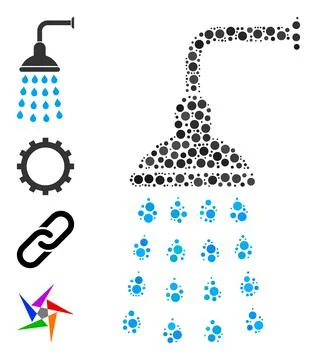 Dotted Shower Collage of Rounded Dots and Similar Icons Illustrazione stock