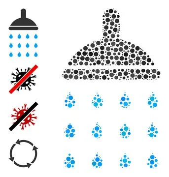 Dotted Shower Composition of Circles and Other Icons Illustrazione stock