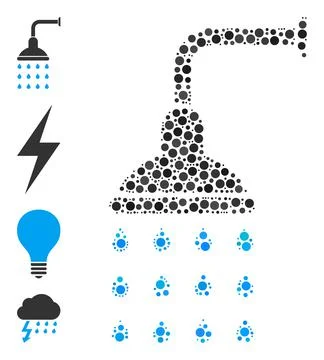 Dotted Shower Composition of Circles with Other Icons Illustrazione stock