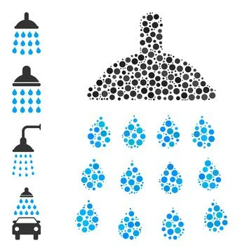 Dotted Shower Composition of Round Dots and Other Icons Illustrazione stock