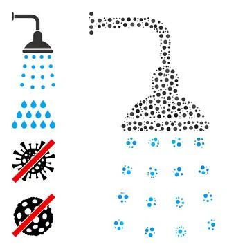 Dotted Shower Composition of Round Dots with Similar Icons Illustrazione stock