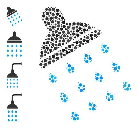 Dotted Shower Mosaic of Round Dots and Other Icons Illustrazione stock