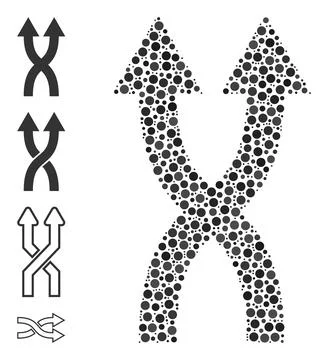 Dotted Shuffle Arrows Up Collage of Rounded Dots and Other Icons イラスト素材
