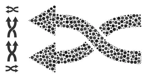Dotted Shuffle Arrows Left Mosaic of Circles with Other Icons Illustrazione stock