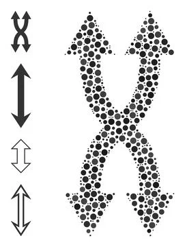 Dotted Shuffle Arrows Vertical Collage of Circles and Similar Icons Illustrazione stock