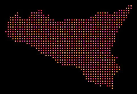 Dotted Sicilia Map Stock Illustration