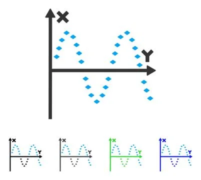Dotted Sine Plot Flat Icon Ilustración de archivo