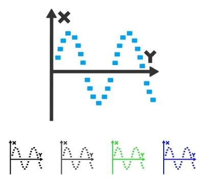 Dotted Sine Plot Flat Icon Stock Illustration