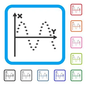 Dotted Sine Plot Framed Icon Stock Illustration
