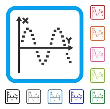 Dotted Sine Plot Framed Icon Ilustración de archivo