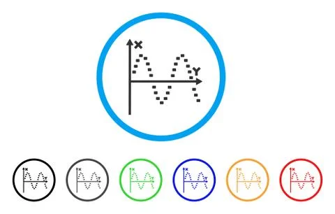 Dotted Sine Plot Rounded Icon Stock Illustration