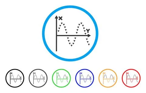 Dotted Sine Plot Rounded Icon Stock Illustration