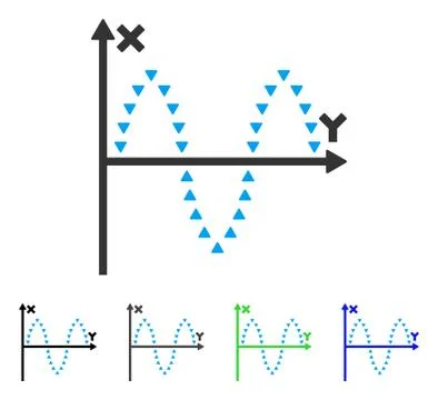 Dotted Sinusoid Plot Flat Icon Stock Illustration