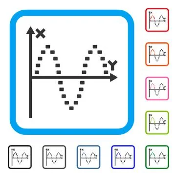 Dotted Sinusoid Plot Framed Icon Ilustración de archivo