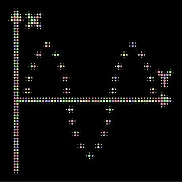 Dotted Sinusoid Plot Halftone Composition of Dots Illustrazione stock