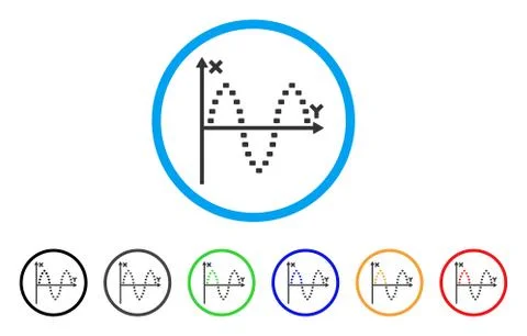 Dotted Sinusoid Plot Rounded Icon Stock Illustration