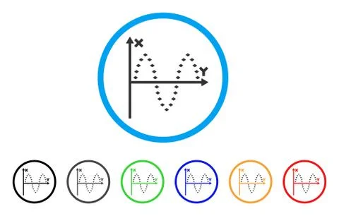 Dotted Sinusoid Plot Rounded Icon Stock Illustration