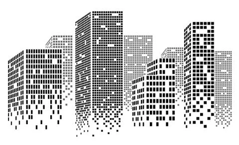 Dotted Skyscrapers Stock Illustration