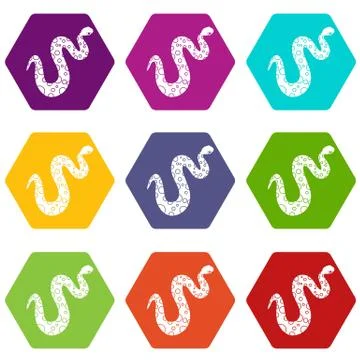 Dotted snake icon set color hexahedron Illustrazione stock