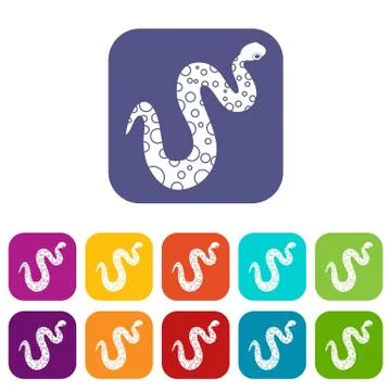 Dotted snake icons set flat Illustrazione stock