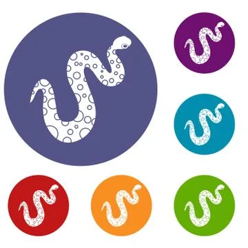 Dotted snake icons set 스톡 일러스트