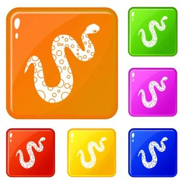 Dotted snake icons set vector color Illustration