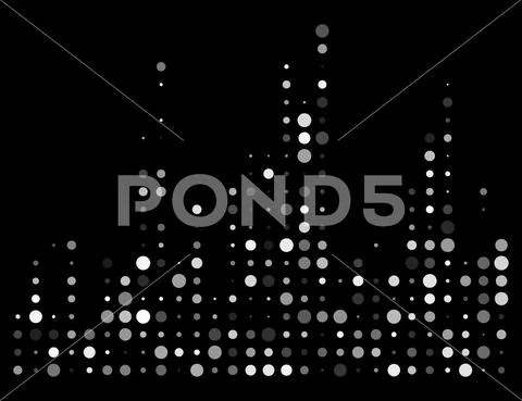 Dotted sound wave, equalizer isolated on black background Illustration ...