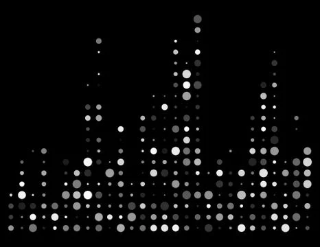 Dotted sound wave, equalizer isolated on black background Stock Illustration