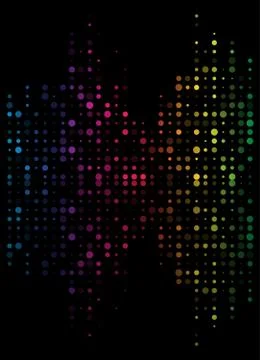 Dotted sound wave, equalizer in rainbow color isolated on black background Stock Illustration