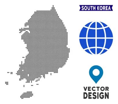 Dotted South Korea Map Stock Illustration