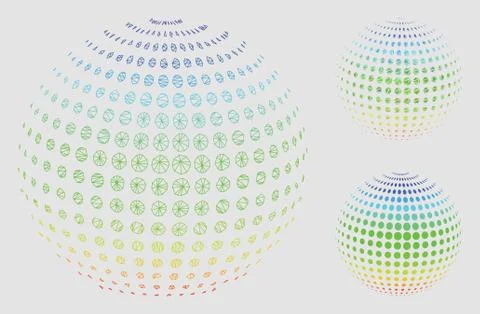 Dotted Sphere Surface Abstraction Vector Mesh 2D Model and Triangle Mosaic Icon 스톡 일러스트