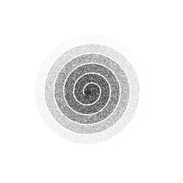 Dotted spiral shape. Stippled thin helix. Sand grain texture swirl or twirl Stock Illustration