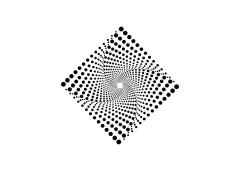 Dotted Spiral Vortex Rhombus Gradient halftone circle pattern. Logo Design Stock Illustration