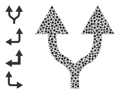 Dotted Split Arrows Up Collage of Round Dots with Bonus Icons Stockillustratie