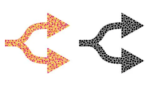 Dotted Split Arrows Right Mosaic Icons Illustrazione stock