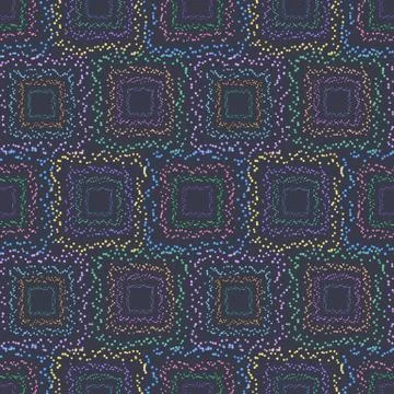 Dotted square seamless pattern on dark background, vector wallpaper Stock Illustration