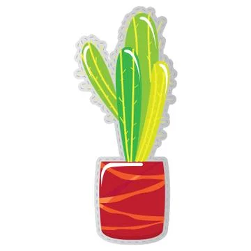 Dotted sticker of a cactus Stock Illustration