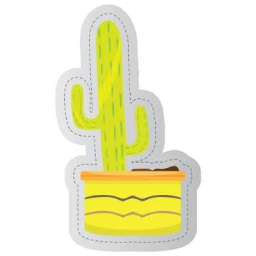 Dotted sticker of a cactus Stock Illustration
