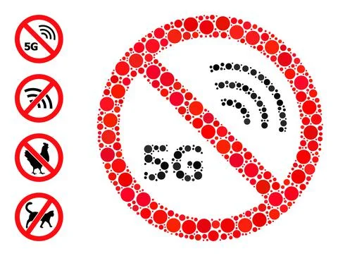 Dotted Stop 5G Mosaic of Rounded Dots with Similar Icons 스톡 일러스트